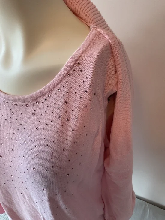 TanJay Pink Rhinestone Knit Fooler Sweater - Picture 3 of 8